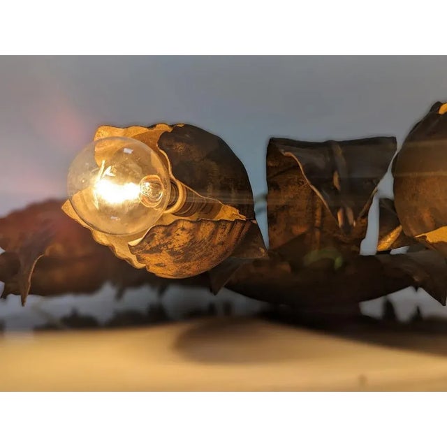 Large Gilt Floral Sun Lamp, 1950s For Sale - Image 9 of 11