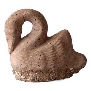 Vintage Brutalist Cement Swan Sculpture For Sale
