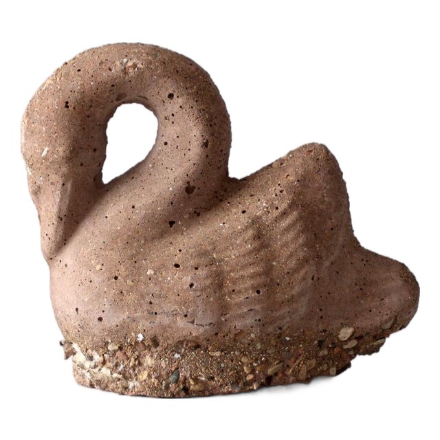 Vintage Brutalist Cement Swan Sculpture For Sale