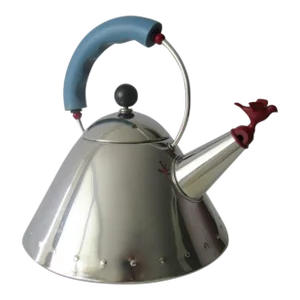 C.1980's "Memphis-Style" Michael Graves(Design) for Aless Italy Inox 18/10 Polished Stainless Steel "Whistling Bird," Tea Kettle