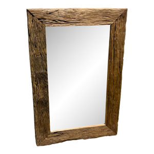 Vintage Rustic Railroad Tie Frame Wall Hanging Mirror