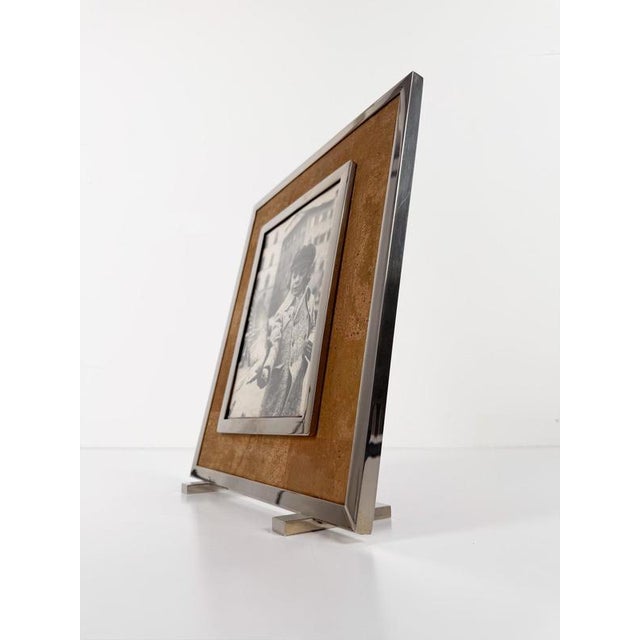 Large Italian Rectangular Picture Frame in Chrome, Acrylic Glass and Cork, 1970s For Sale - Image 13 of 18