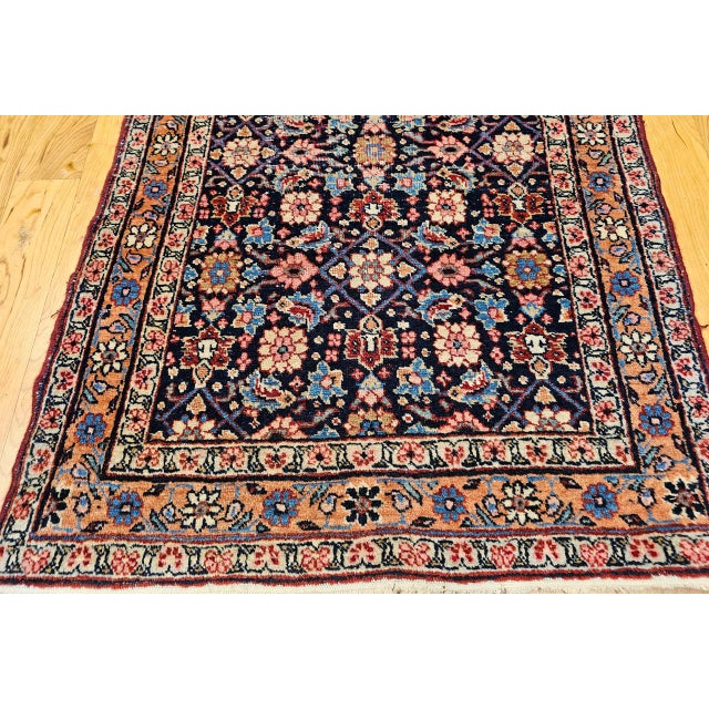 Vintage Persian Malayer Rug, Hand-Knotted Wool, Geometric Pattern, 3x4, Navy & Red For Sale - Image 9 of 14
