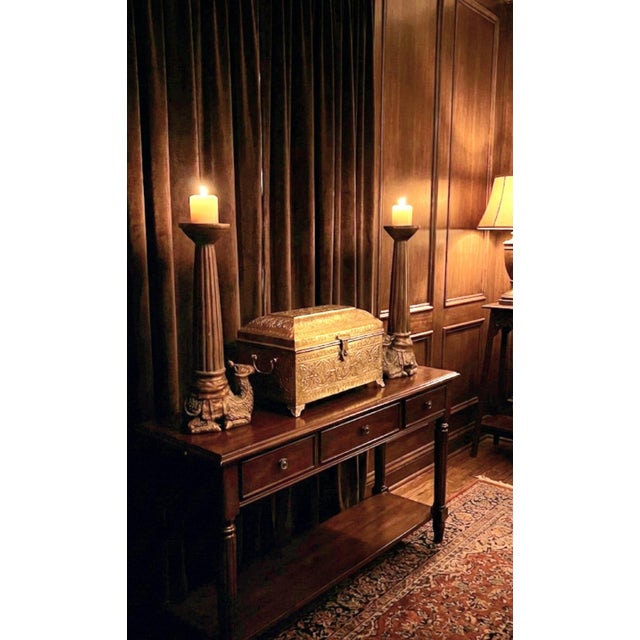 Vintage Tall Camel Carved Fluted Candle Holders- A Pair For Sale In West Palm - Image 6 of 6