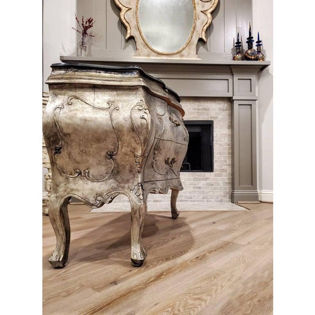 Gabberts Design Italian Louis XV Style Silver Gilt Bombe Chest of Drawers Commode Chairish
