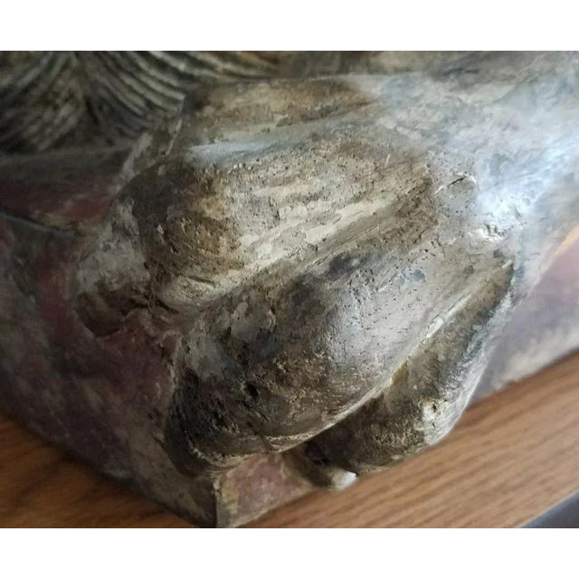 Early 19th Century Antique Continental Hand Carved Wood Lion Model For Sale - Image 9 of 10