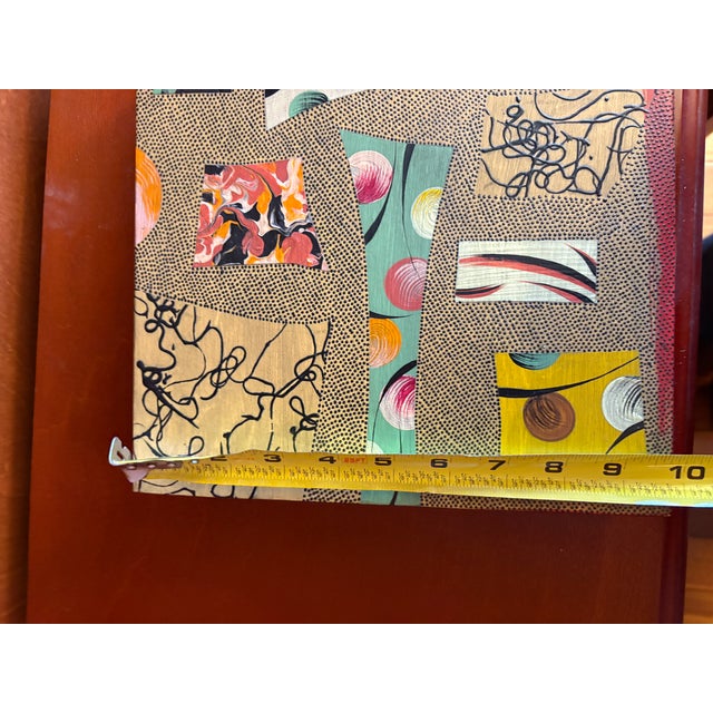 Abstract Late 20th Century Hand-Decorated Abstract Collage Jewelry Box, Signed, 10” Square For Sale - Image 3 of 5