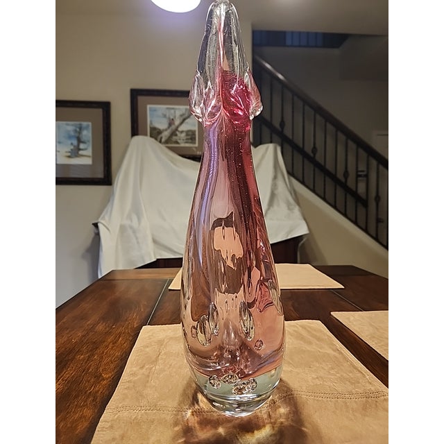 Mid 20th Century Large 15" Flavio Poli for Seguso Murano Glass Vase - Pink Sommerso Bullicante For Sale - Image 9 of 10
