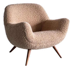German Armchair in Pierre Frey Bouclé and Beech by Gustav Bergmann, 1960s