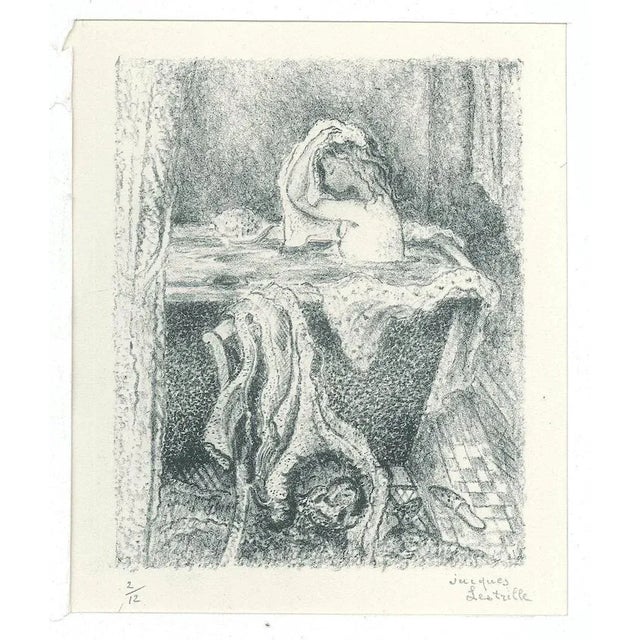 Bathing is an original lithograph on paper realized by Jacques Lestrille (1904-?) Hand-signed on the lower right in...