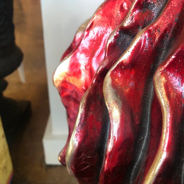 1990s Italian Tall Vase Featuring a Contemporary Design and a Crimson Red Finish. - a Pair For Sale - Image 12 of 13