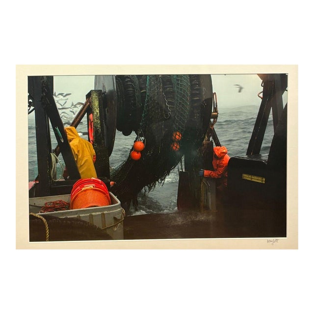 Original Sam Murfitt ' Maine Lobsterman Fisherman Pulling Nets' Boat Photograph For Sale