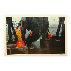 Original Sam Murfitt ' Maine Lobsterman Fisherman Pulling Nets' Boat Photograph