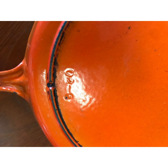 Vintage Orange Cast Iron Frying Pan For Sale - Image 4 of 5