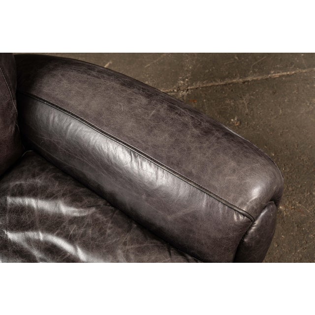 Animal Skin Vintage Leather Lounge Armchair in Black by Klaussner For Sale - Image 7 of 9