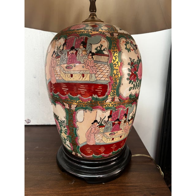 Rose Vintage Chinoiserie Famille Rose Porcelain Lamps- a Pair For Sale - Image 8 of 12