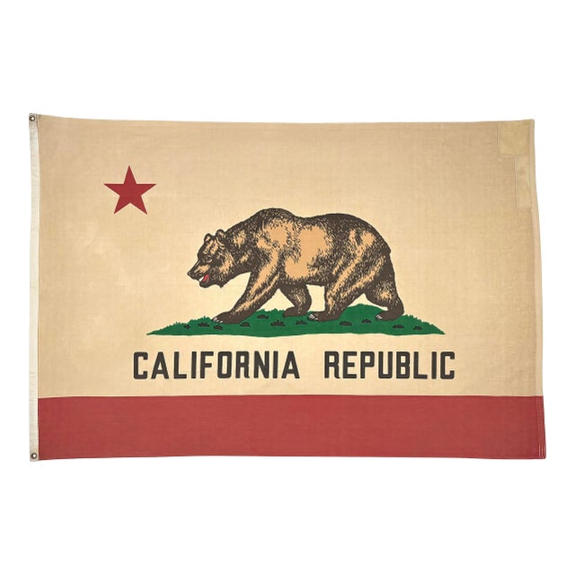 Large Genuine Vintage Cotton California Republic Bear Flag For Sale
