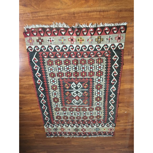 Antique Turkish Kilim, nomad Kilim, gorgeous home design ancient textile description: size: 5'1" x 3'4" ( 61 x 40 inches)...
