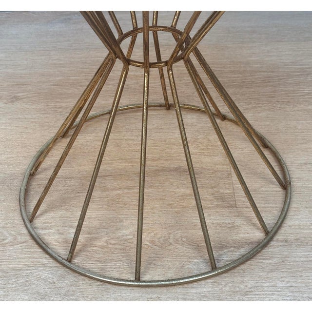 Red Mid-Century Gold Hour Glass Red Polka Dot Round Vanity Stool For Sale - Image 8 of 10