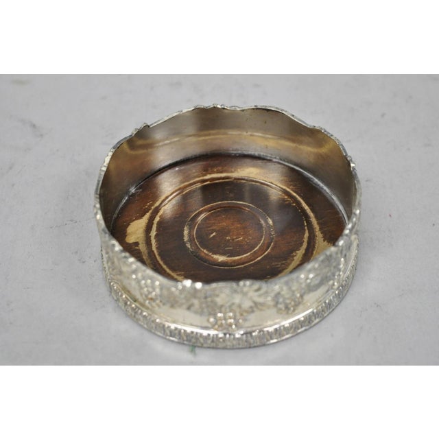 Silver Vintage Good Art Silver Japan Silver Plated Small Wine Bottle Coaster For Sale - Image 8 of 12