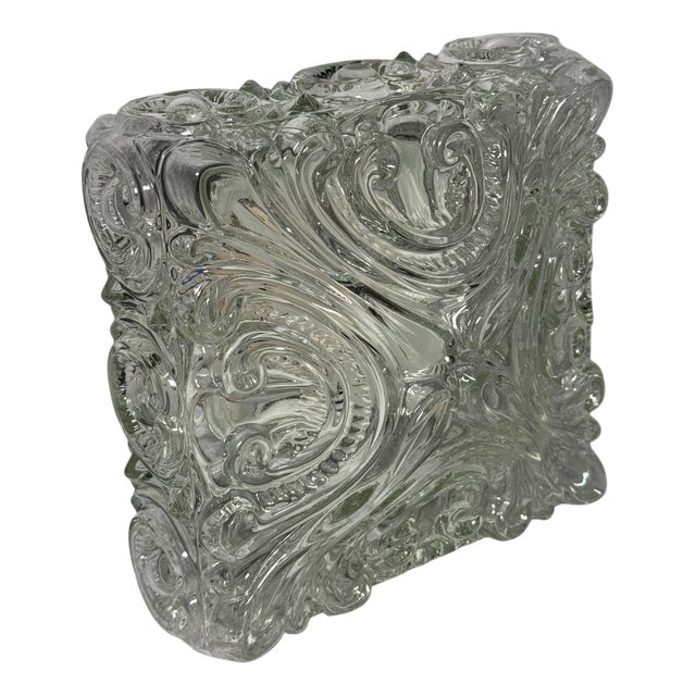 Vintage Glass Flush Mount Ceiling Light from RZB, Germany, 1970s For Sale