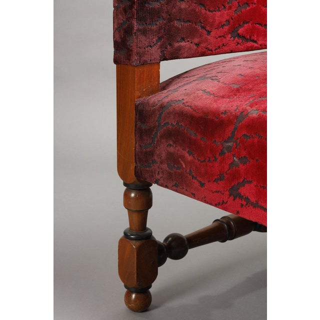 Large Louis XIII Sofas in Burgundy Red Velvet, 1900s, Set of 2 For Sale - Image 14 of 17