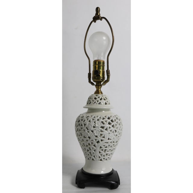 White Ginger Jar Form Blanc De Chine Boudoir Table Lamp For Sale - Image 8 of 8