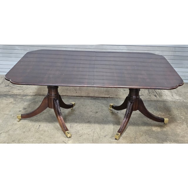 Traditional Late 20th Century Statton Duncan Phyfe Cherry Dining Table Old Towne Maryland Made 3 Leaves For Sale - Image 3 of 11