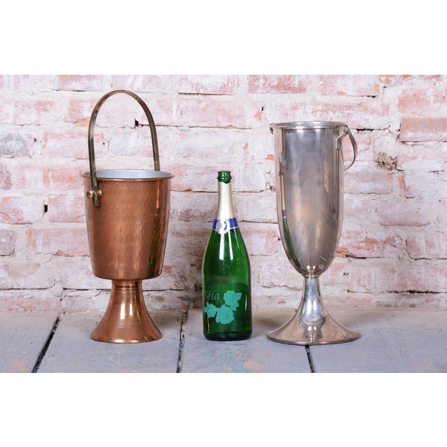 Art Deco Standing Champagne Cooler in Brass and Copper, France, 1920s For Sale - Image 11 of 13
