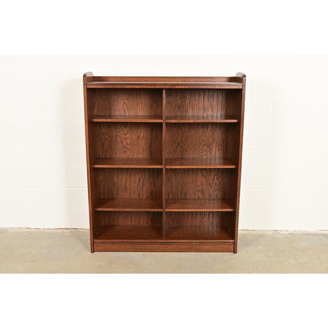 Mission Gustav Stickley Antique Mission Oak Arts and Crafts Double Bookcase, Newly Refinished For Sale - Image 3 of 12