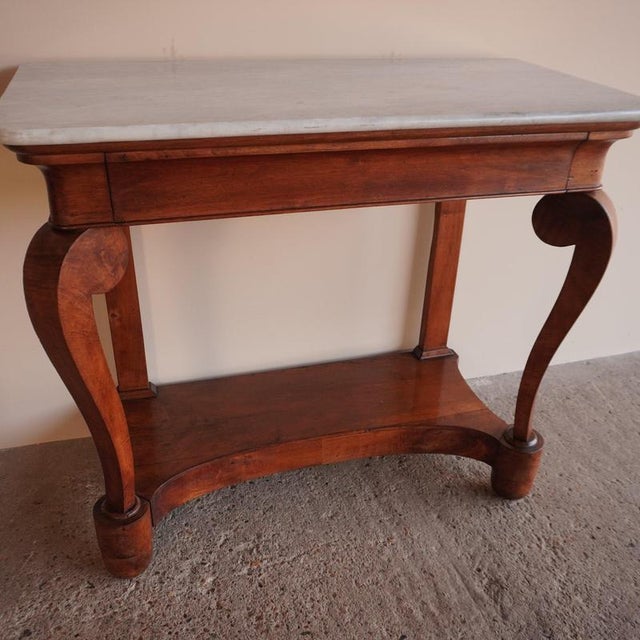 Marble and Walnut Console Table For Sale - Image 15 of 18