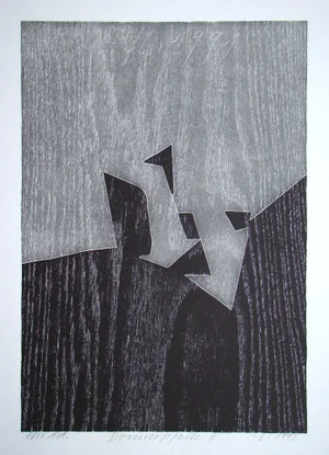 Franz Eggenschwiler, Donnerpfeile II, 1992, Original Woodcut