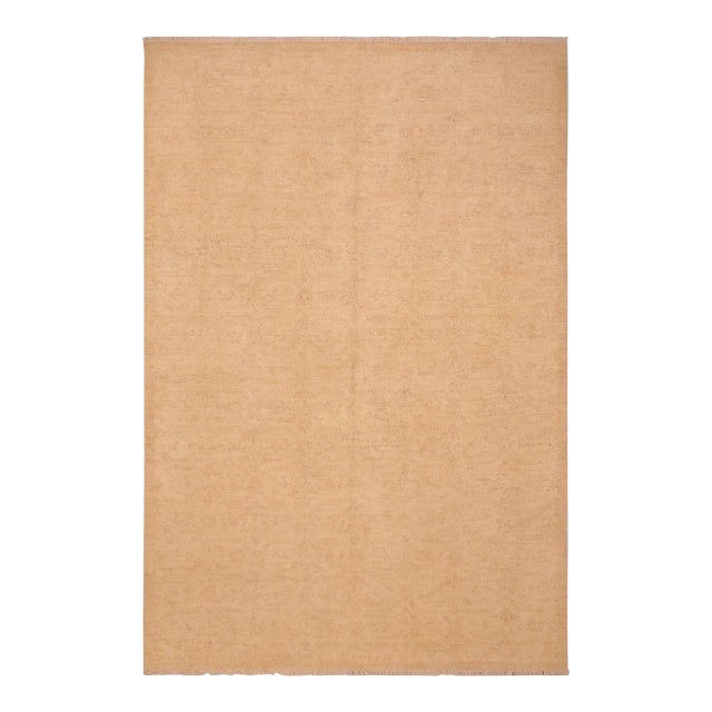 1990s 1990s Contemporary Sun Faded Alkaid Tan/Brown Hand Knotted Wool Rug - 6'2" X 8'10" For Sale