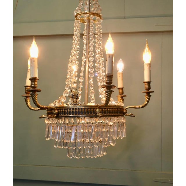 Large Empire French Six Branch Tent and Waterfall Chandelier, 1890 For Sale - Image 4 of 6