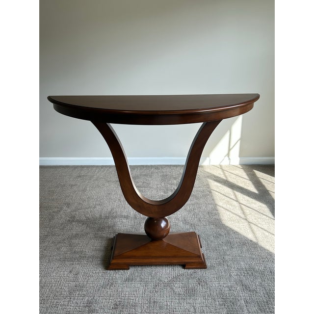 Pair of Attributed J. Alexander Sardinia Neoclassical Demi-Lune Console Tables For Sale In Charlotte - Image 6 of 9