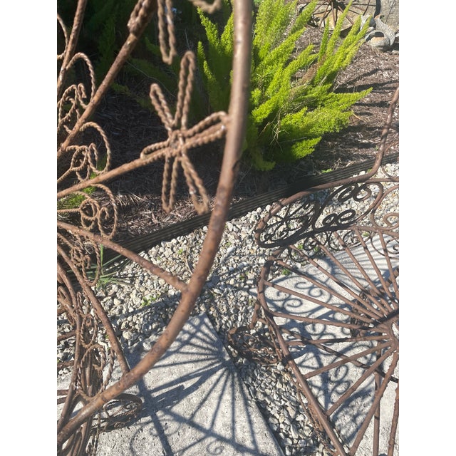 Metal Vintage Wrought Iron Peacock Chairs Set of Two For Sale - Image 7 of 8
