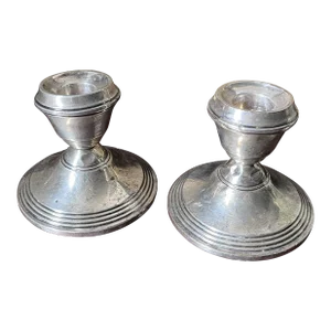 Mid 20th Century Weighted Sterling Silver Candle Holders - a Pair