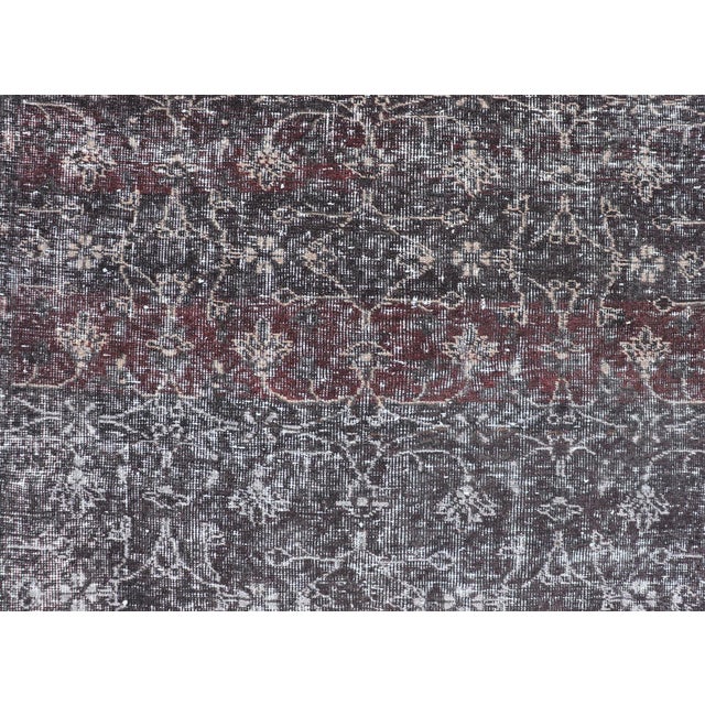 Over Dyed Gallery Oushak With All-Over Floral Design in Charcoal, Cream & Grays For Sale - Image 11 of 15