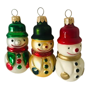 1990s Vintage Christmas Ornament Set of 3 Snowmen