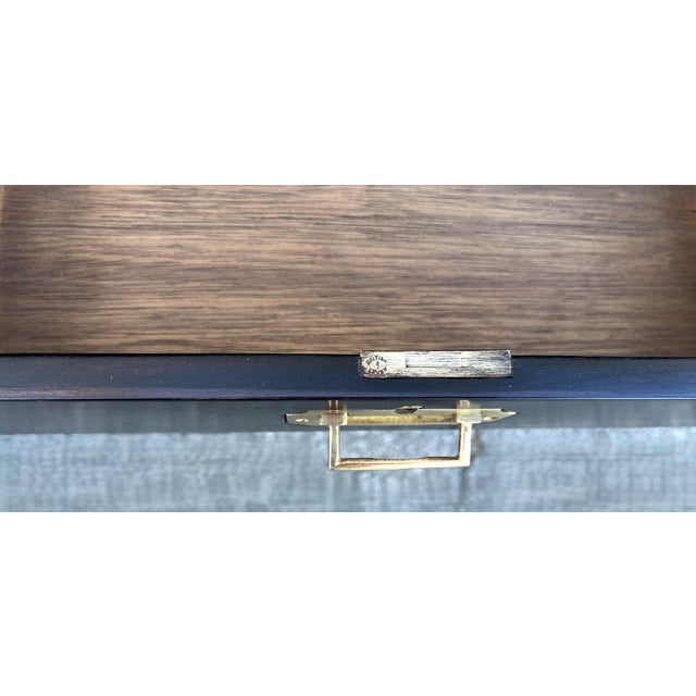 Antique British Campaign Style Executive Desk With Green Leather Writing Top For Sale - Image 9 of 15