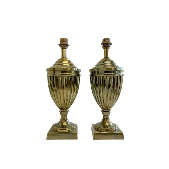 Large Empire Brass Urn Shaped Table Lamps from Kullmann, 1970s, Set of 2 For Sale - Image 11 of 11