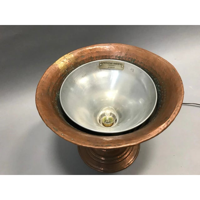 Vintage French Copper Table Lamp from Luminator For Sale - Image 6 of 7