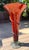 Hand-Blown 20" Amber Red Art Glass Trumpet Vase Applied Serpentine Spiral For Sale - Image 14 of 18