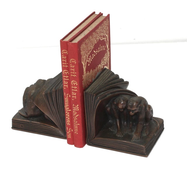 Monkey Bookends 1920s Rare Evolution Controversy Jennings Brothers- A Pair For Sale - Image 12 of 13