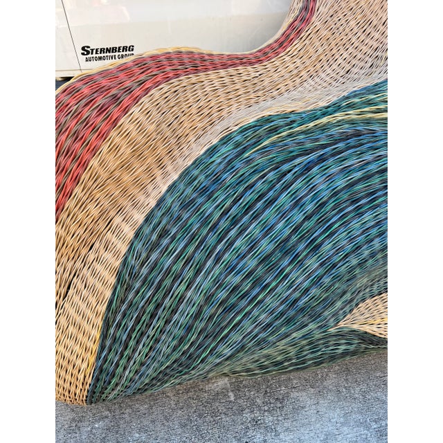 Sally Bright Vintage Oversized Wicker Wave Art For Sale In Atlanta - Image 6 of 11