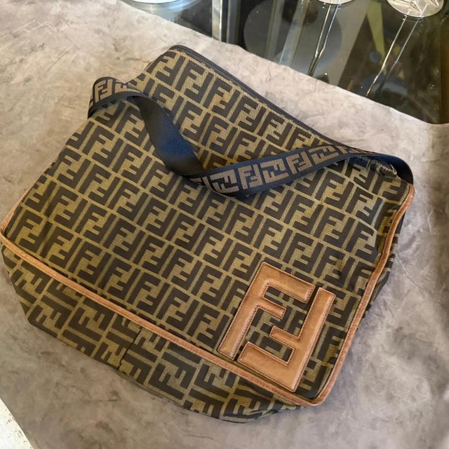Fendi A Iconic 1980s Zucca Monogram Canvas Messenger Bag by Fendi For Sale - Image 4 of 16
