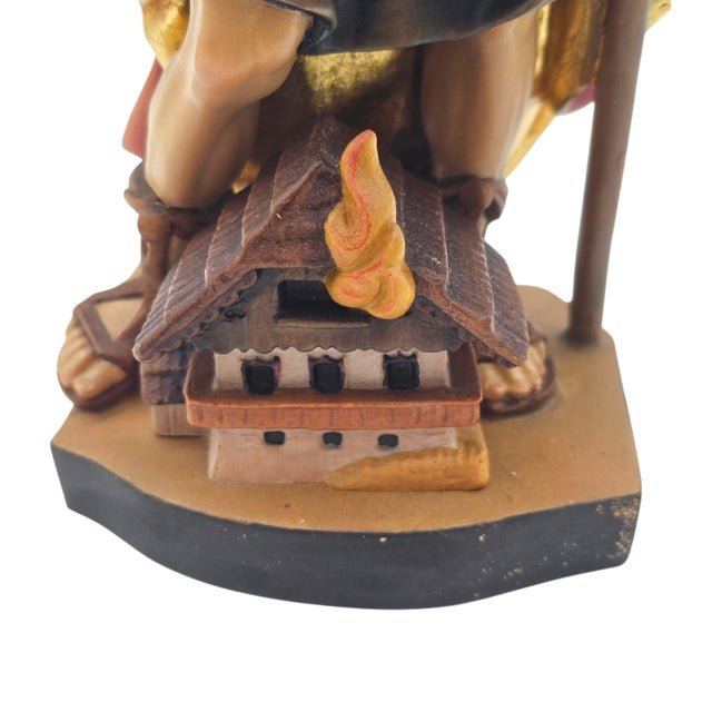 Wood German Hand-Carved Saint Florian Devotional Wood Figure With Architectural Base, 13.5" For Sale - Image 7 of 15