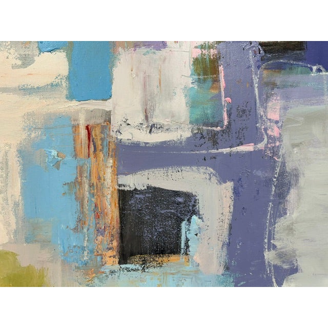 2020s Modern Lavender, Pink & Mustard Abstract Canvas - Original Acrylic Art For Sale - Image 5 of 9