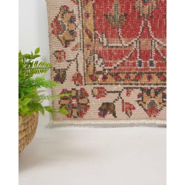 Turkish 1970s Vintage Turkish Oushak Handmade Wool Cotton Red Area Rug For Sale - Image 3 of 11