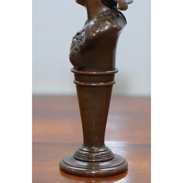 Victorian Solid Miniature Bronze Bust Statues, Set of 2 For Sale - Image 13 of 18